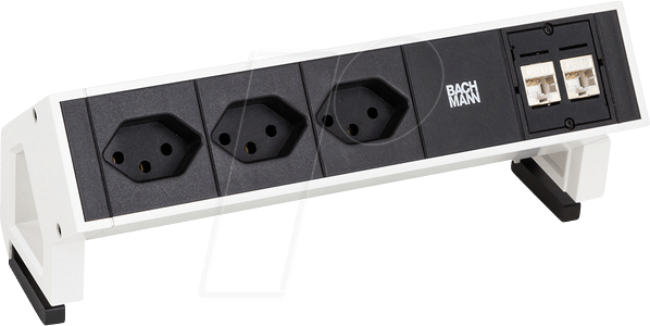 BACH 902.360 - Tischsteckdose, 3-fach, Typ J, 2 x LAN, schwarz