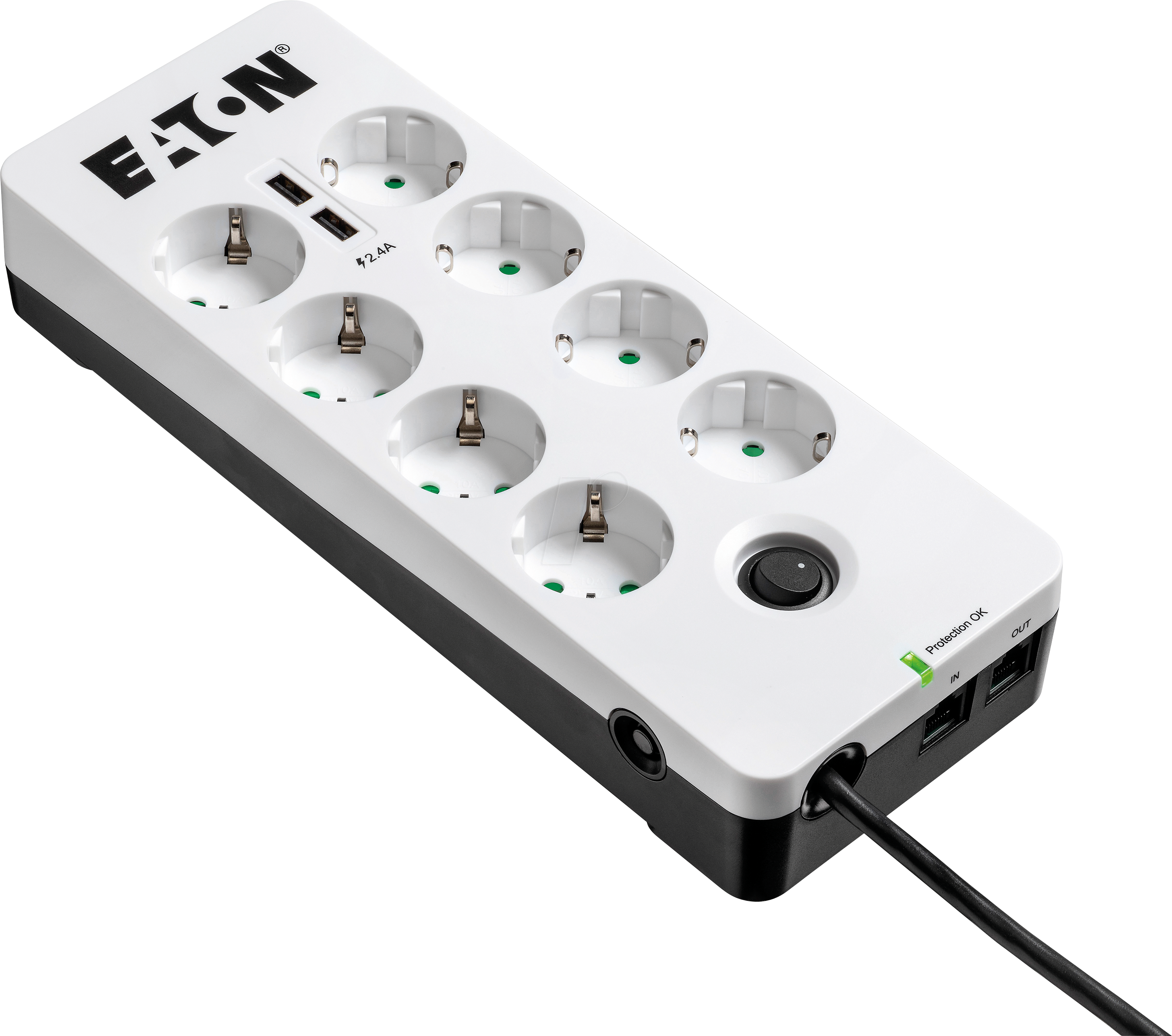 Thumbnail - EATON PB8TUD - Blitz- / Überspannungschutz, 8-fach, Schutzkontakt, RJ45, USB