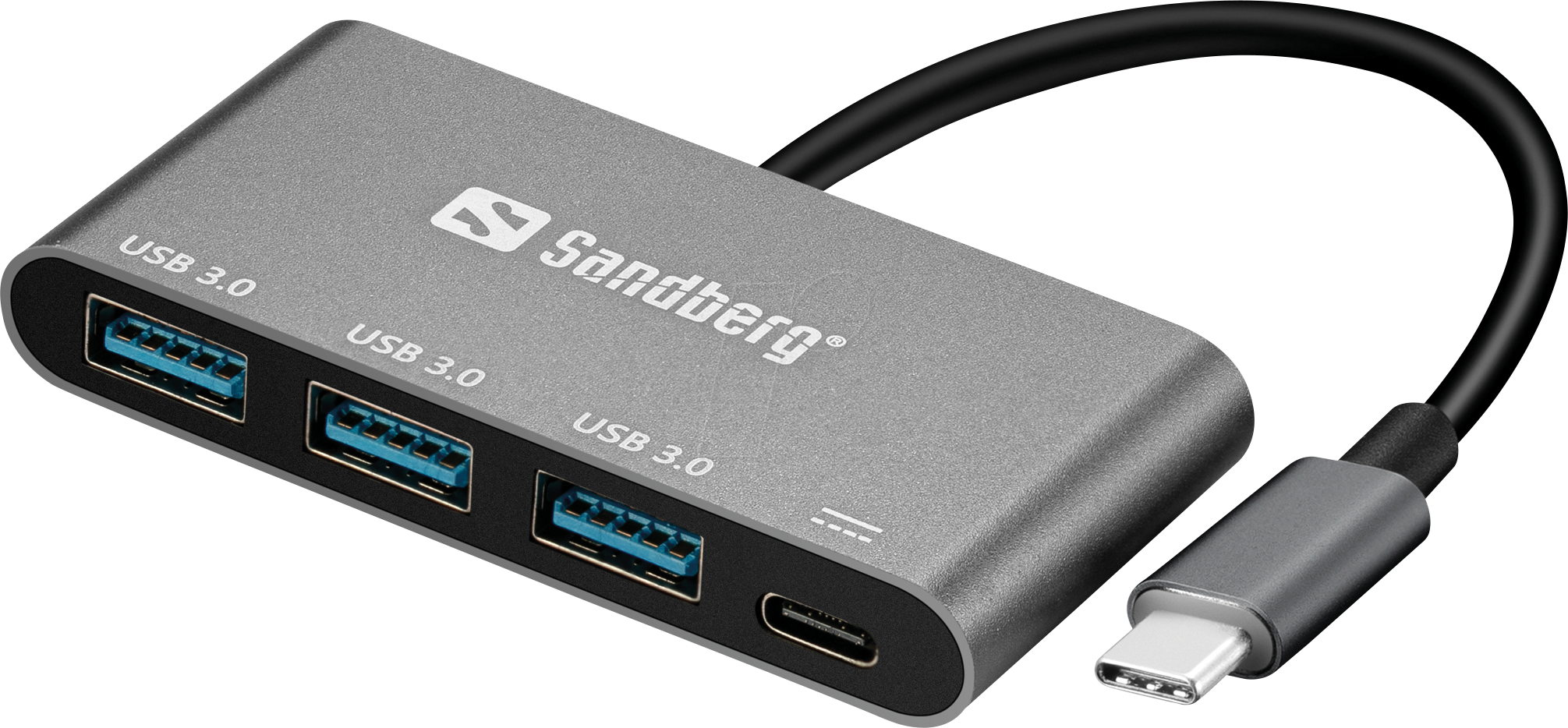 SANDBERG 136-03 - USB 3.0 4-Port USB-C Hub, 1x Laden, Aluminium