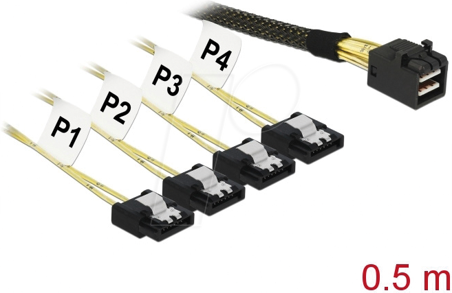 DELOCK 83392 - miniSAS HD SFF-8643 > 4x SATA 7 Pin 0,5 m
