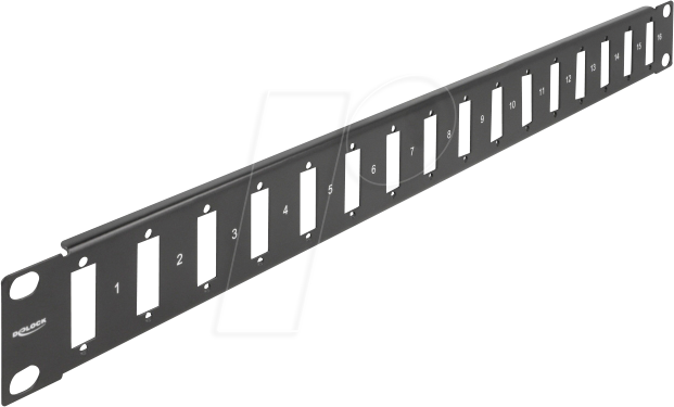 DELOCK 66077 - 19'' Panel für Adapter mit Schraubanschluss, 1 HE, 16 Port, schw.