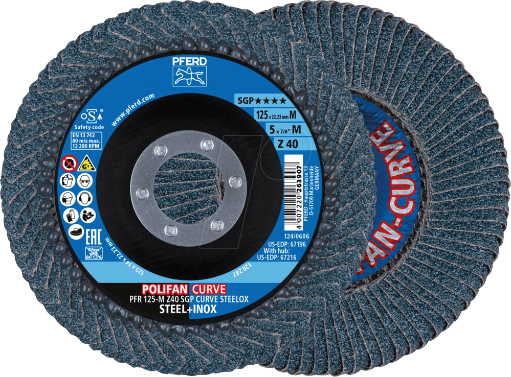 PFERD 69398197 - POLIFAN CURVE Fächerscheibe PFR 125x22,23 mm Breite M Z40