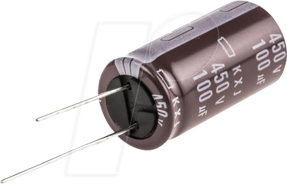 RAD KXJ 100/450 - Elko radial, 100 µF, 450 V, 105°, 18 x 36 mm, RM 7,5 mm