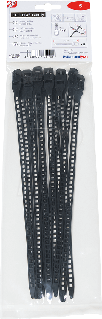 HT 115-07270 - Lösbarer Softbinder 260x7 mm, schwarz