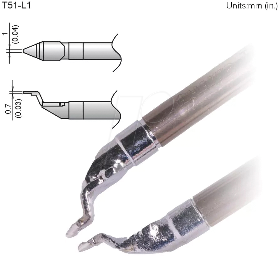 HAK T51-L1 - Aktiv-Lötspitze T51-L1, 1,0 mm, chip, 2 Stück