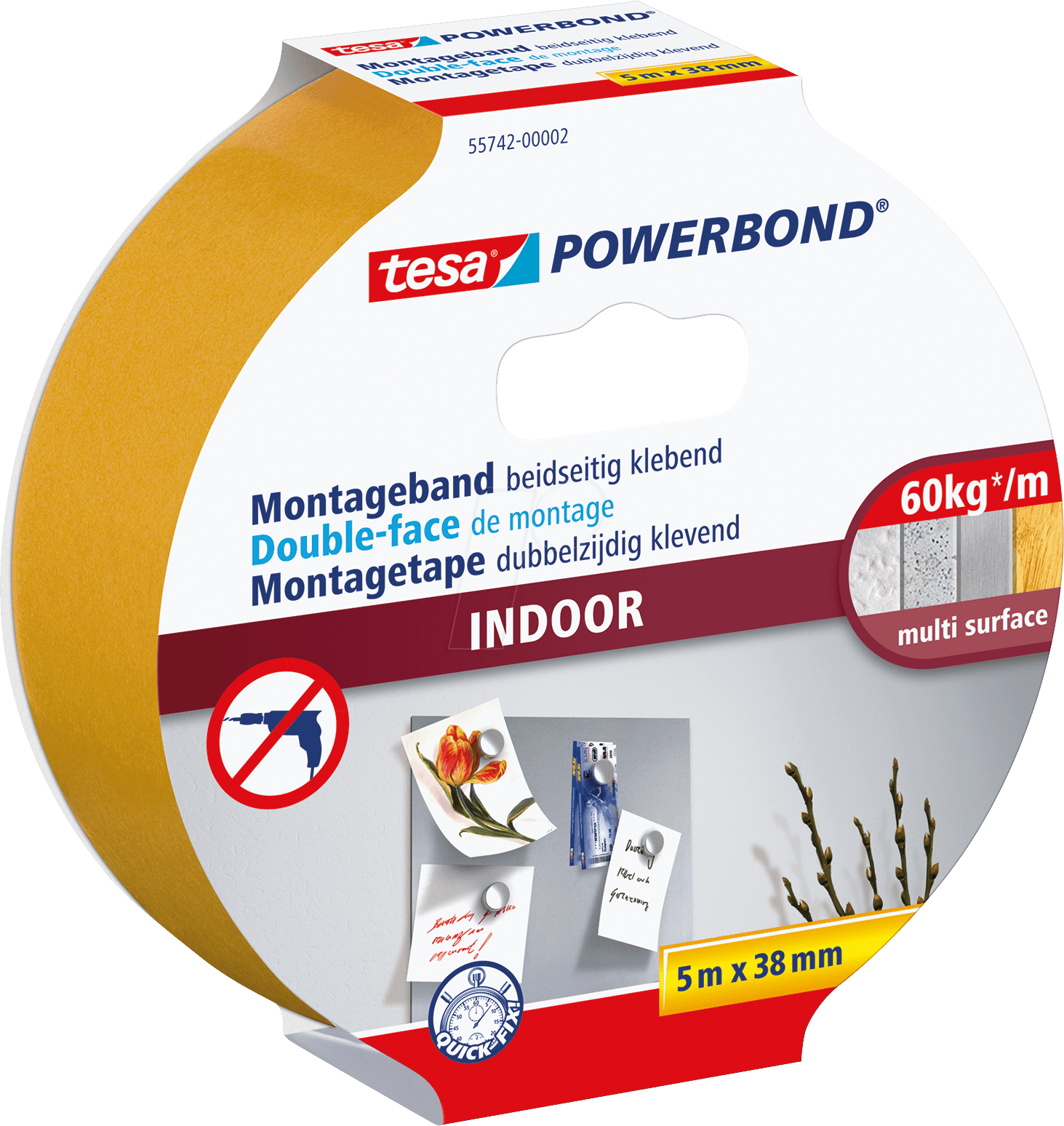 TESA 55742 - Montageband tesa Powerbond® Indoor, 5m x 38mm