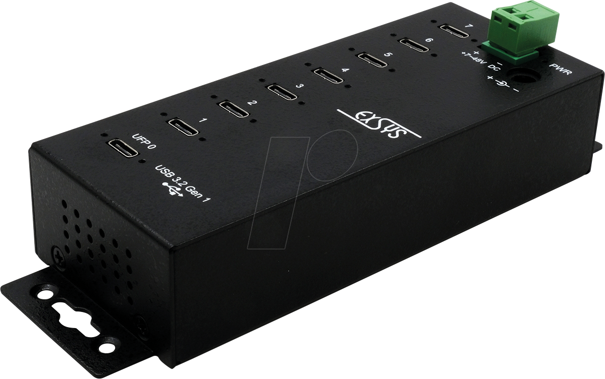 EXSYS EX1147HMVS - USB 3.0 7x C-Port Industrie-Hub, 15kV ESD, Din-Rail