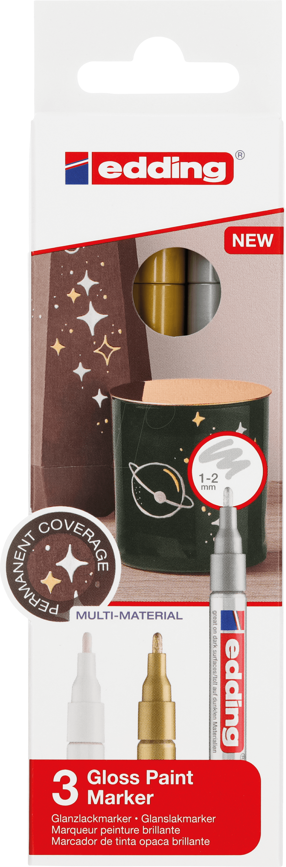 EDDING 751-3-999 - Glanzlackmarker Set, metallic, 3er Pack