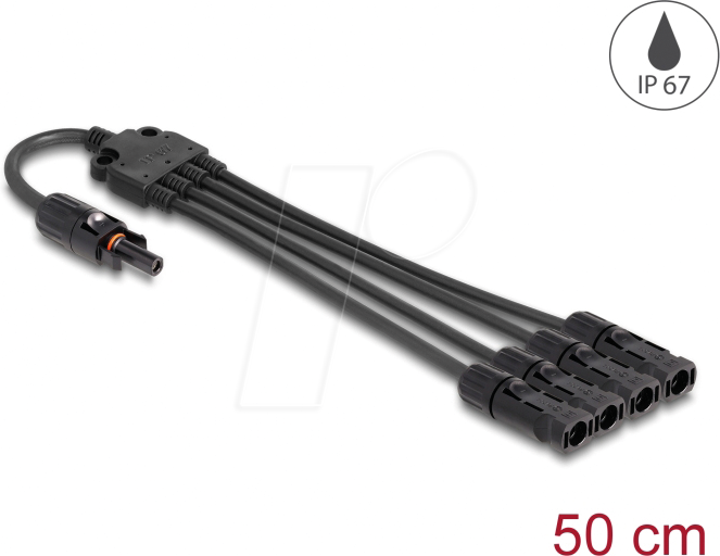 DELOCK 88227 - DL4 Solar Splitter Kabel 1 x Buchse zu 4 x Stecker 50 cm schwarz