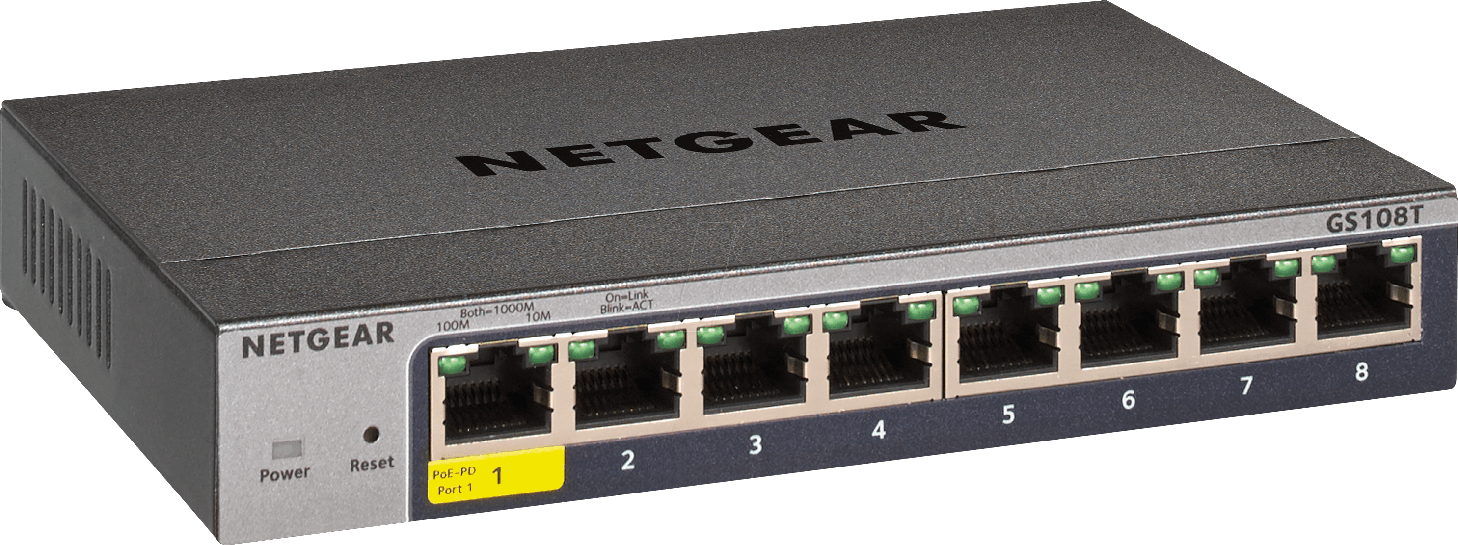 NETGEAR GS108T3 - Switch, 8-Port, Gigabit Ethernet, PoE
