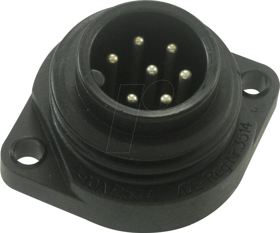 CA 6 GS - Einbaustecker mit Flansch CA-Serie, 6 + PE polig