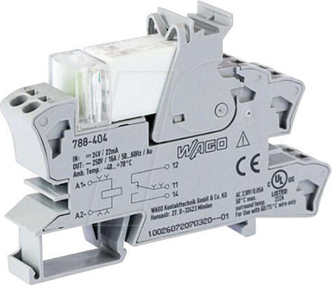 WAGO 788-404 - Relaismodul, 24 V DC, 16 A, 1 CO