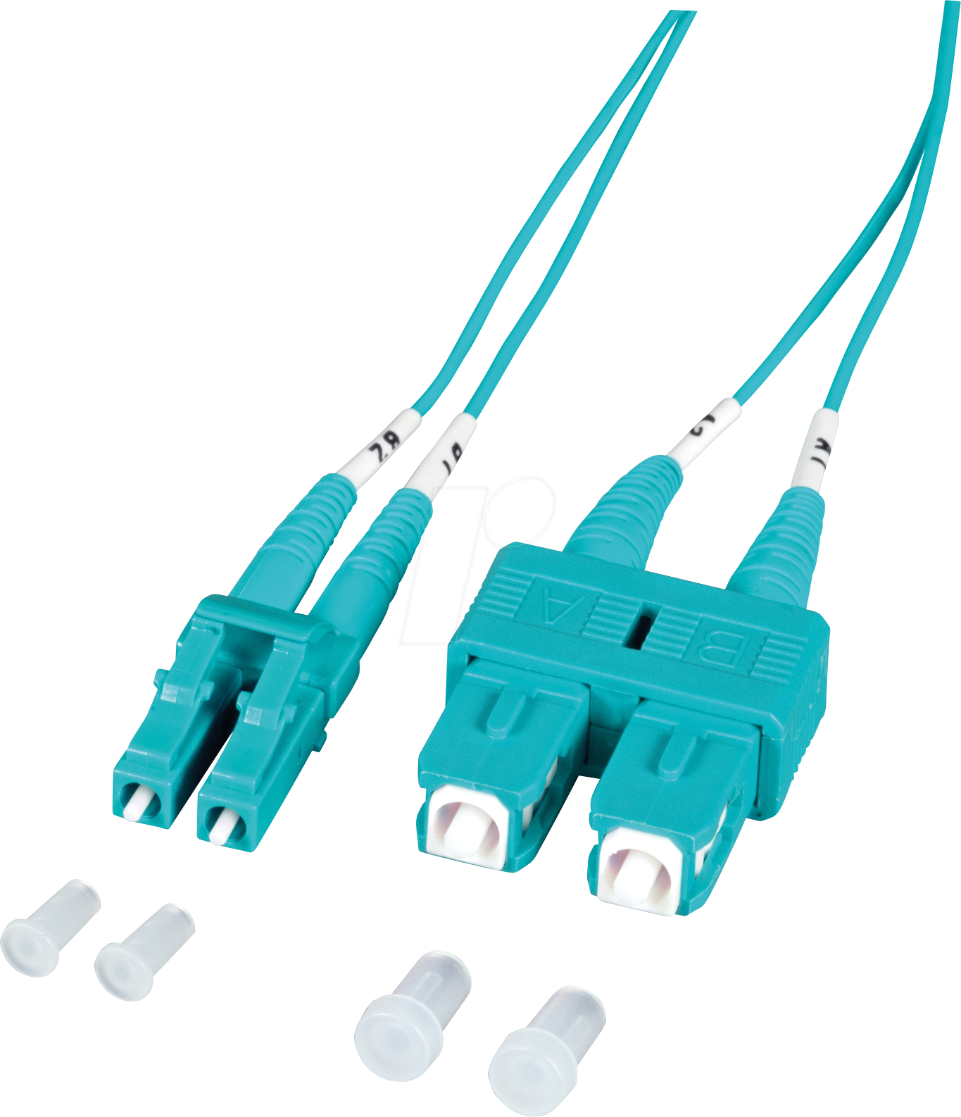 Thumbnail - EFB O0314.3-1.2 - Duplex Jumper LC-SC, 50/125µ, OM3, aqua, 3 m