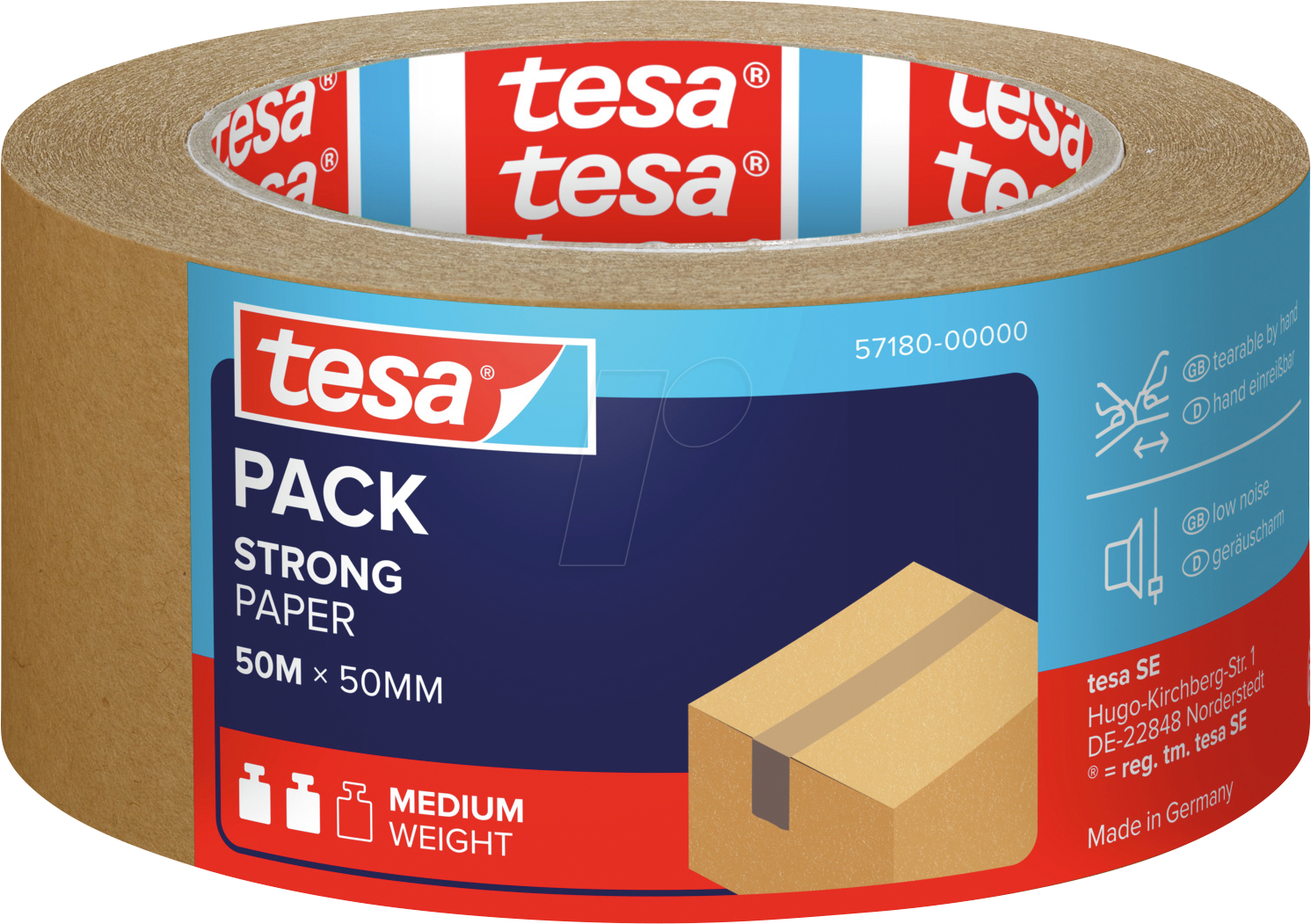 TESA 57180 - tesapack® STRONG PAPER, 50 m x 50 mm, braun