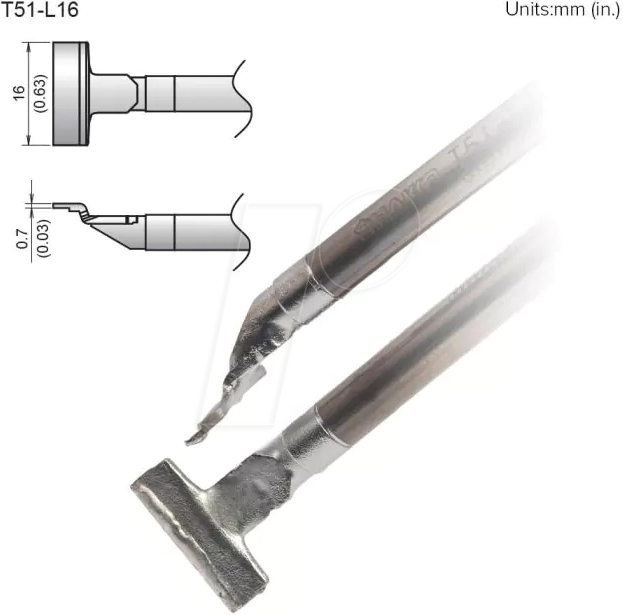 HAK T51-L16 - Aktiv-Lötspitze T51-L16, 16,0 mm, SOP, Spatel, 2 Stück