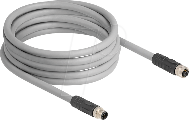 DELOCK 80541 - M12 Kabel L-kodiert 5 Pin Stecker zu Buchse PUR 5 m