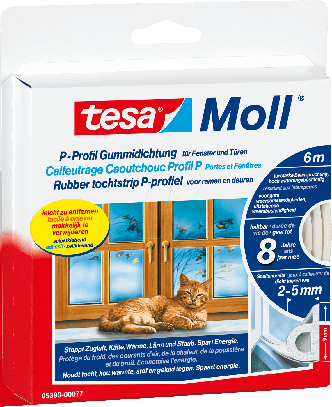 TESA 05390 WS - Gummidichtung tesamoll® P-Profil, 6 m, weiß