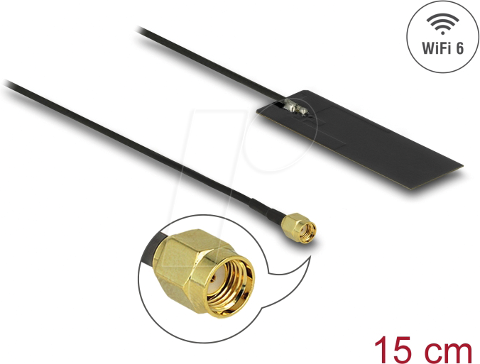 DELOCK 12649 - Antenne, WLAN, RP-SMA Stecker, 2 - 4 dBi, 15 cm