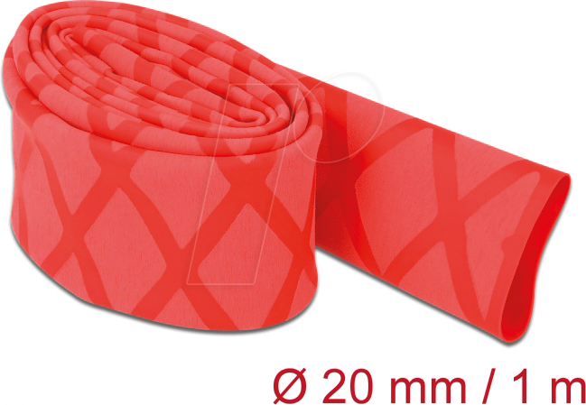 DELOCK 19594 - Schrumpfschlauch X-Muster rutschfest 1 m x 20 mm rot