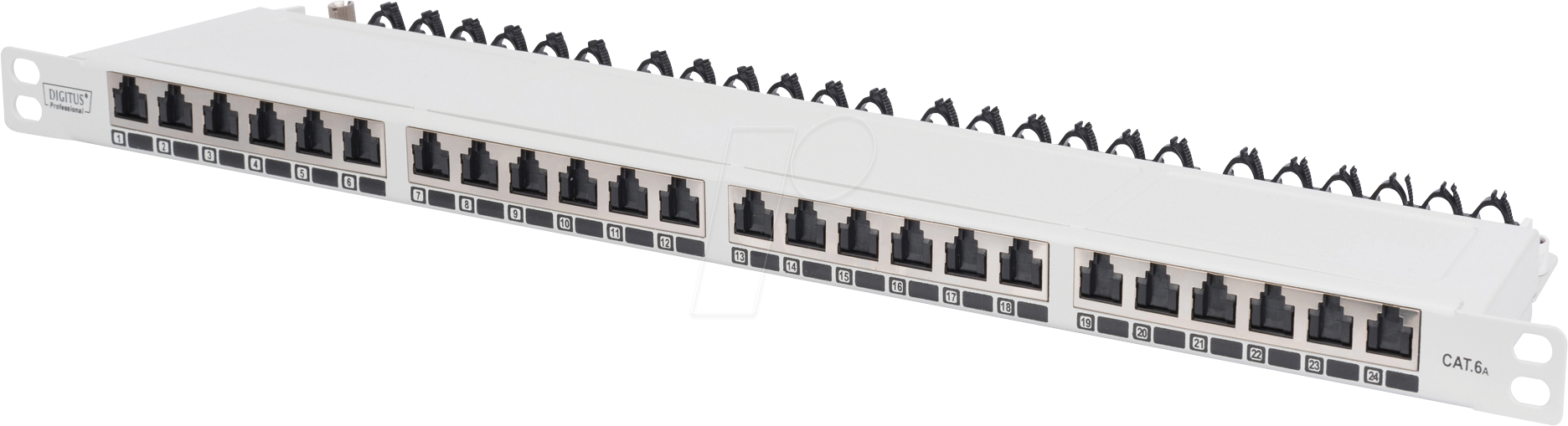 DIGI 91624SSLEAG - Patchpanel, Cat.6a, 0,5HE, 24 Port, geschirmt, grau