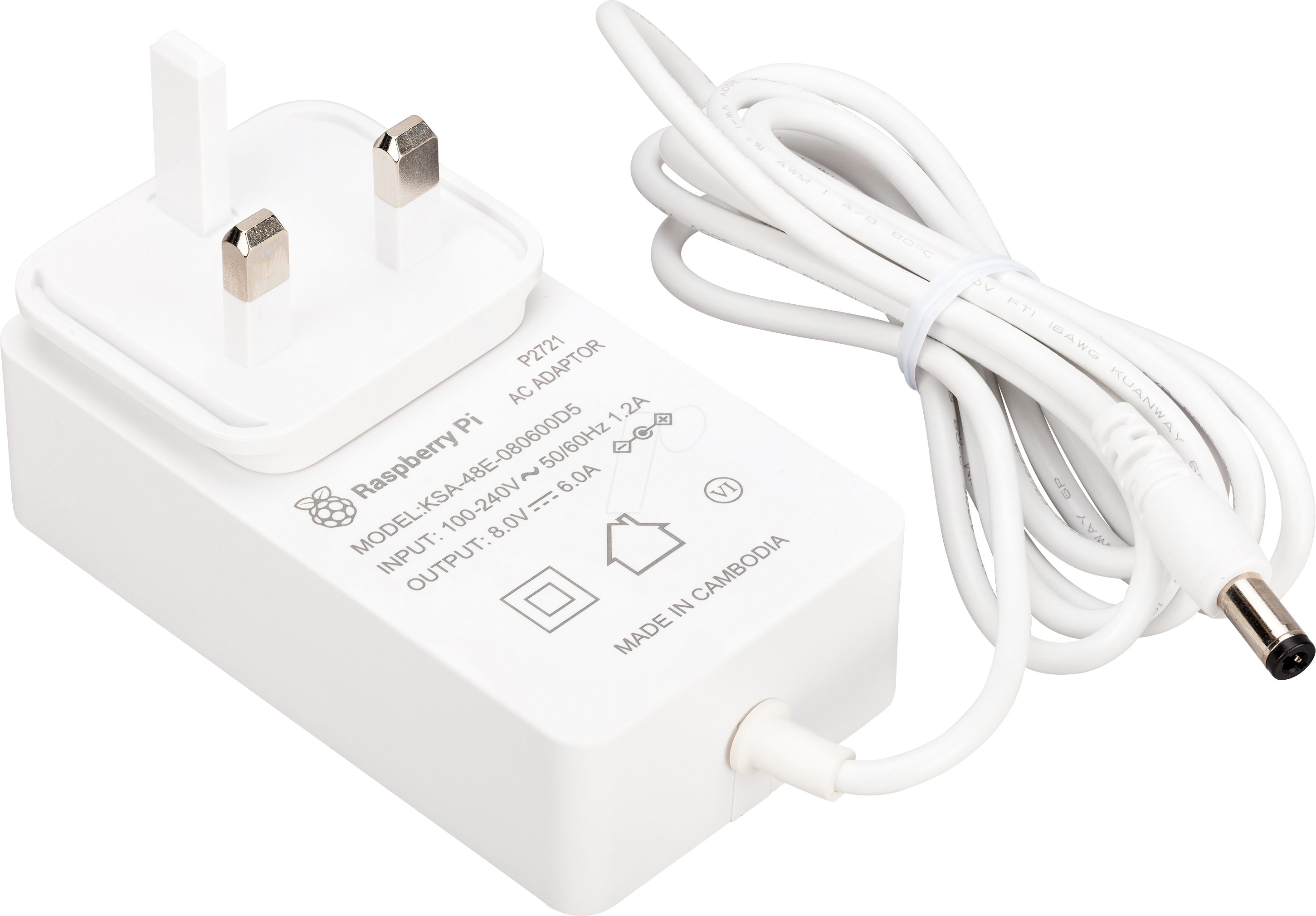 RPI PS 48W WT UK - Raspberry Pi Build HAT Netzteil, 48W, DC-Buchse, UK-Stecker, wei