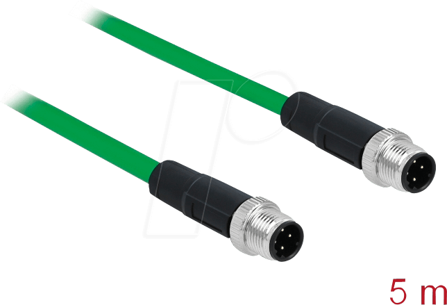 DELOCK 85920 - Netzwerkkabel M12 Stecker 4 Pin D-kodiert > M12 Stecker TPU 5 m