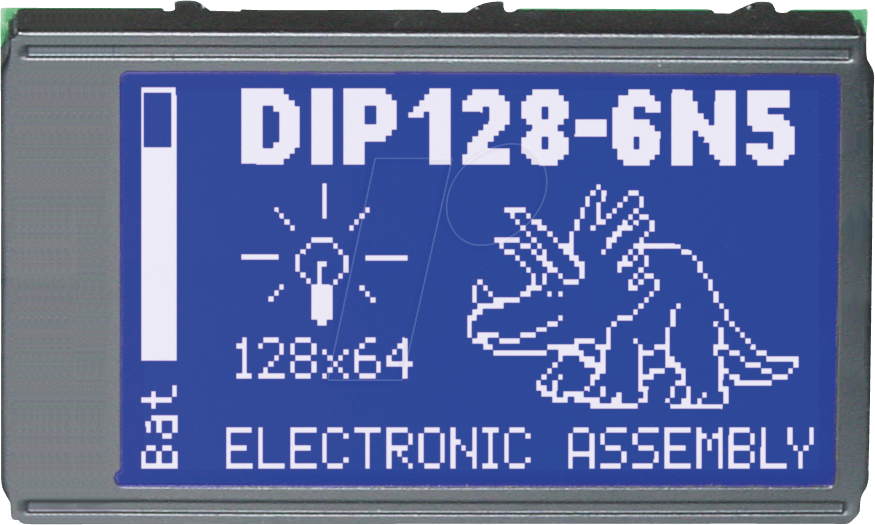 Thumbnail - LCD 128BL DIP - LCD DIP-Grafikmodul, 128 x 64 Punkte, blau