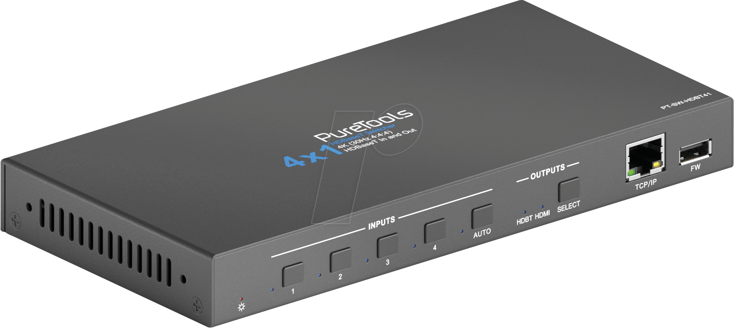 PURE SW-HDBT41 - 4x1 HDBaseT Umschalter mit HDMI Ausgang, 4K (60Hz 4:2:0)