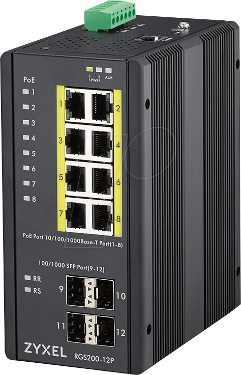 ZYXEL RGS200-12P - Switch, 12-Port, Gigabit Ethernet, PoE