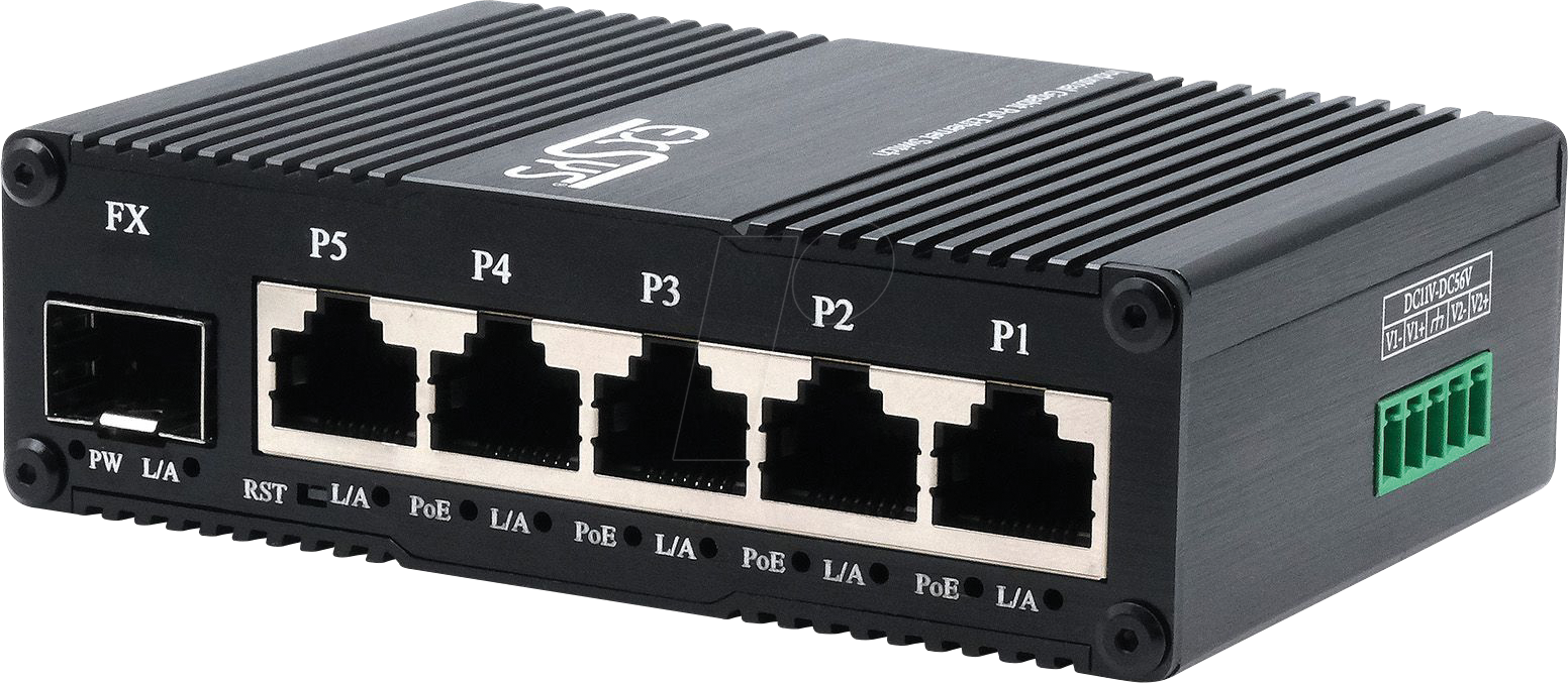 EXSYS 62030MSFP - Switch, 5-Port, Gigabit SFP, PoE+, Industrial