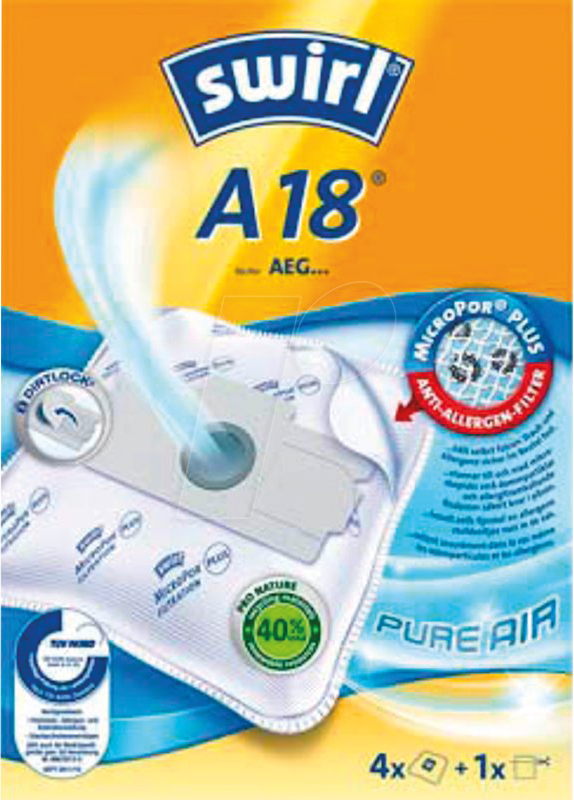 SWIRL 876437 - Staubsaugerbeutel 4 swirl® MicroPor® Plus A 18