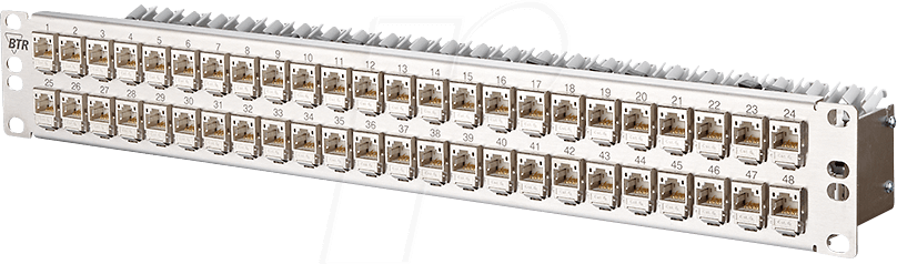 BTR 130B11P4-E - CAT.6A modul 48 Port 180° 1,5HE Edelstahl