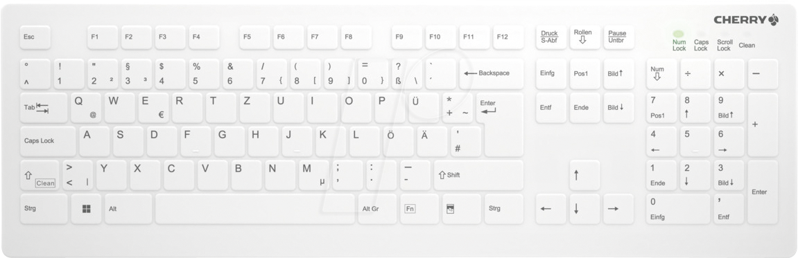 AK-C8112FU1WDE - Funk-Tastatur, USB, desinfizierbar, weiß, DE