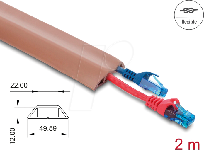 DELOCK 20764 - Kabelkanal PVC flexibel 50 x 14 mm - Länge 2 m braun