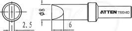 ATTEN T500-8D - Lötspitze, 8,0 mm, meißelförmig, gerade