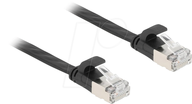 DELOCK 81166 - RJ45 Flachkabel, Cat.6a, U/FTP, 3 m, schwarz