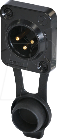 REAN RRX3M-Z0021 - XLR Einbaustecker 3-polig, IP65, schwarz verchromtes Gehäuse