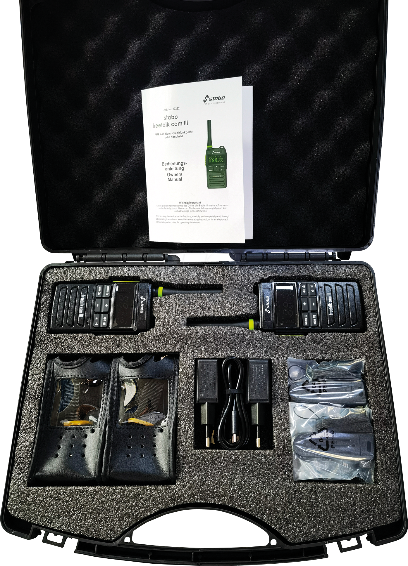 Thumbnail - STABO 20263 - PMR Funkgerät, FunKoffer, 2-er Set, IP54, schwarz