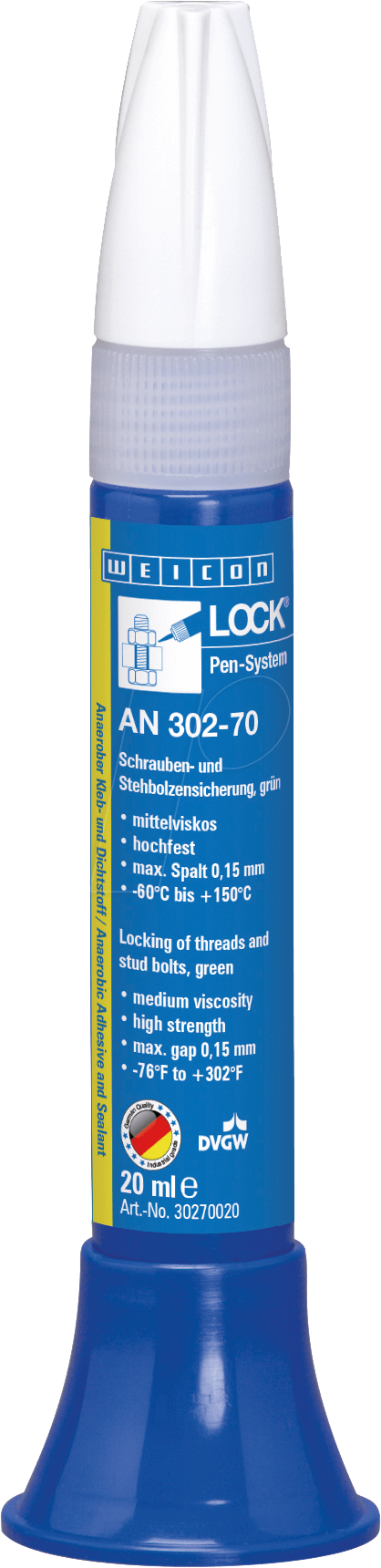 WEICON 30270020 - Schraubensicherung WEICONLOCK® AN 302-70, hochfest, grün, 20 ml