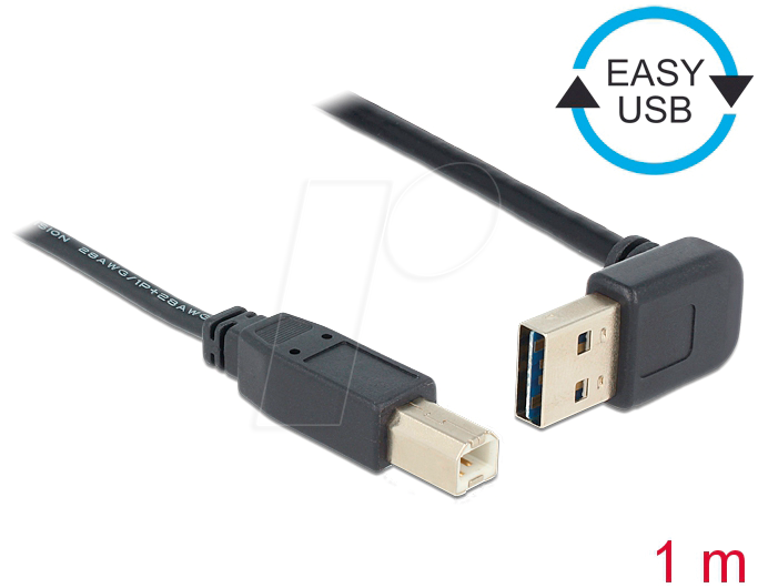 DELOCK 85558 - Kabel EASY USB 2.0 gewinkelt > B Stecker
