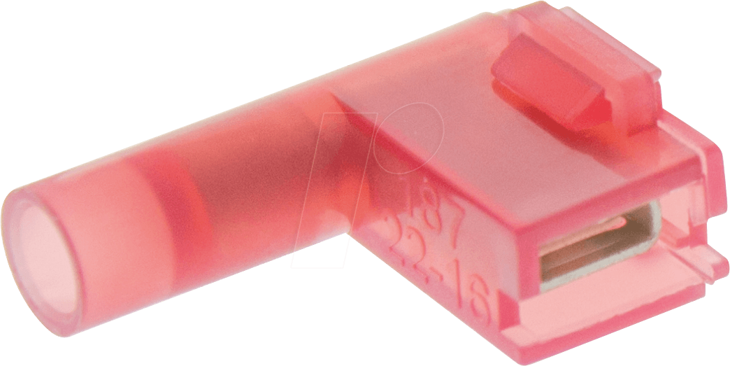 WE F6131638 - Winkel Flachsteckhülsen - 6,3x0,8, 0,5 … 1,5 mm², rot, easy crim