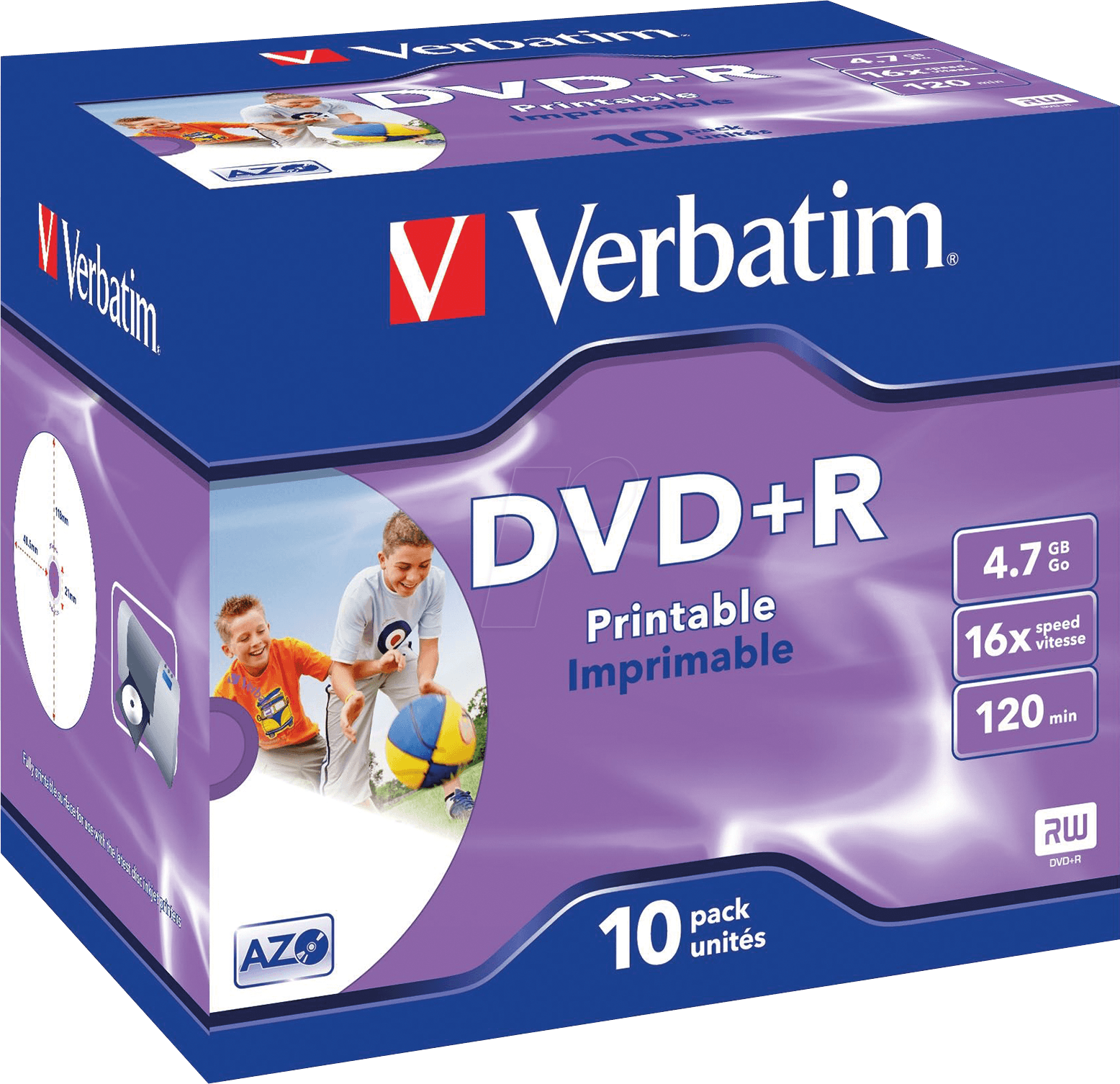DVD+R4,7 VER10P - Verbatim DVD+R 4,7GB,10erJewelCase, printable