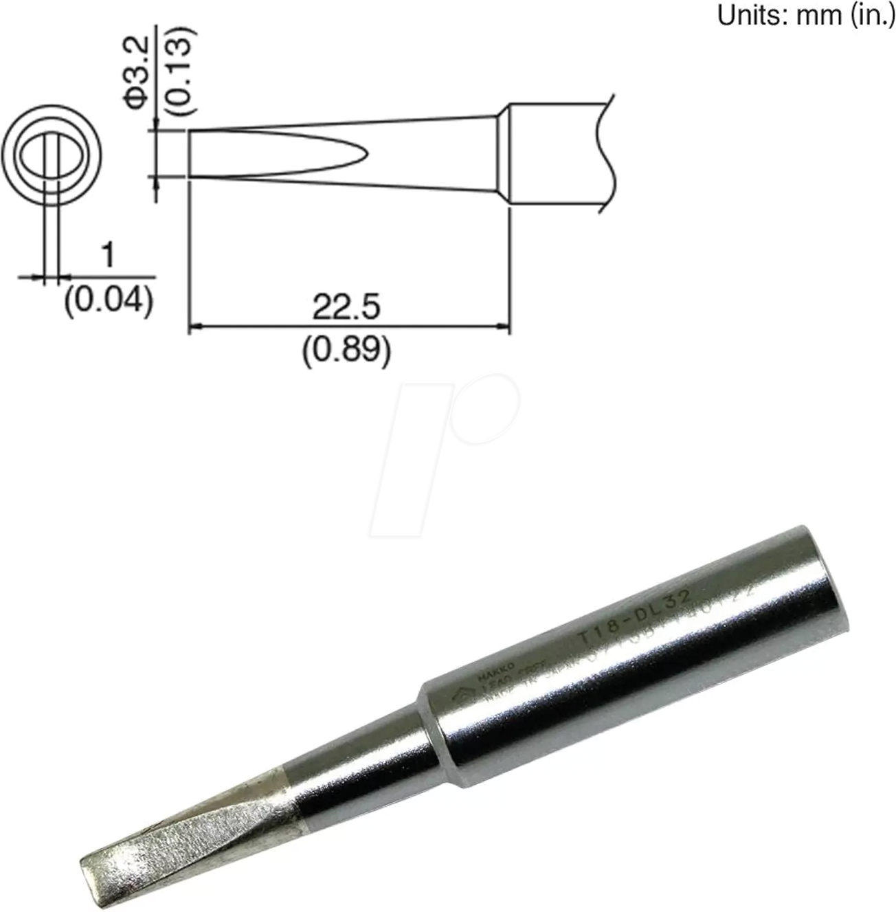 HAK T18-DL32 - Lötspitze T18-DL32, 3,2 mm, meißel