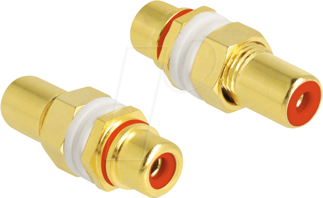 DELOCK 64142 - Cinch Buchse auf Cinch Buchse, Einbau, rot