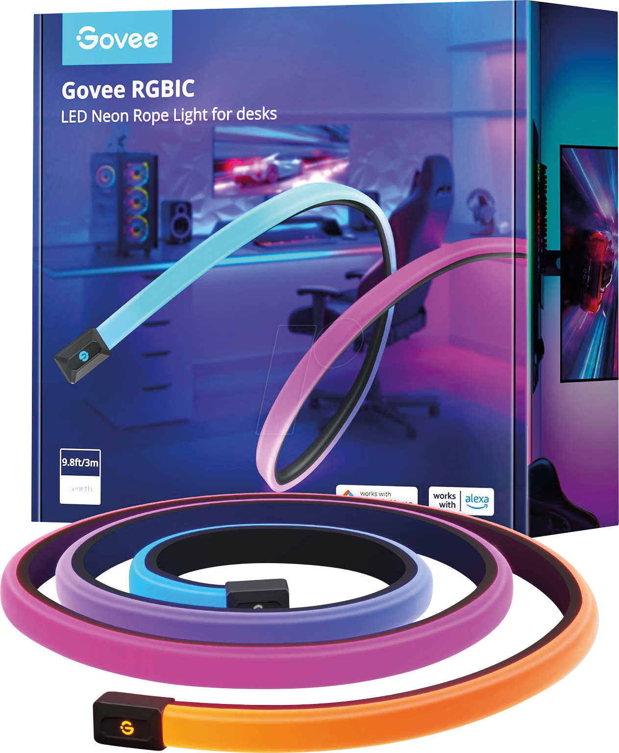 Thumbnail - GOVEE H61C3 - LED NEON Lichtschlauch für Schreibtisch, 36 W, 3 m, schwarz