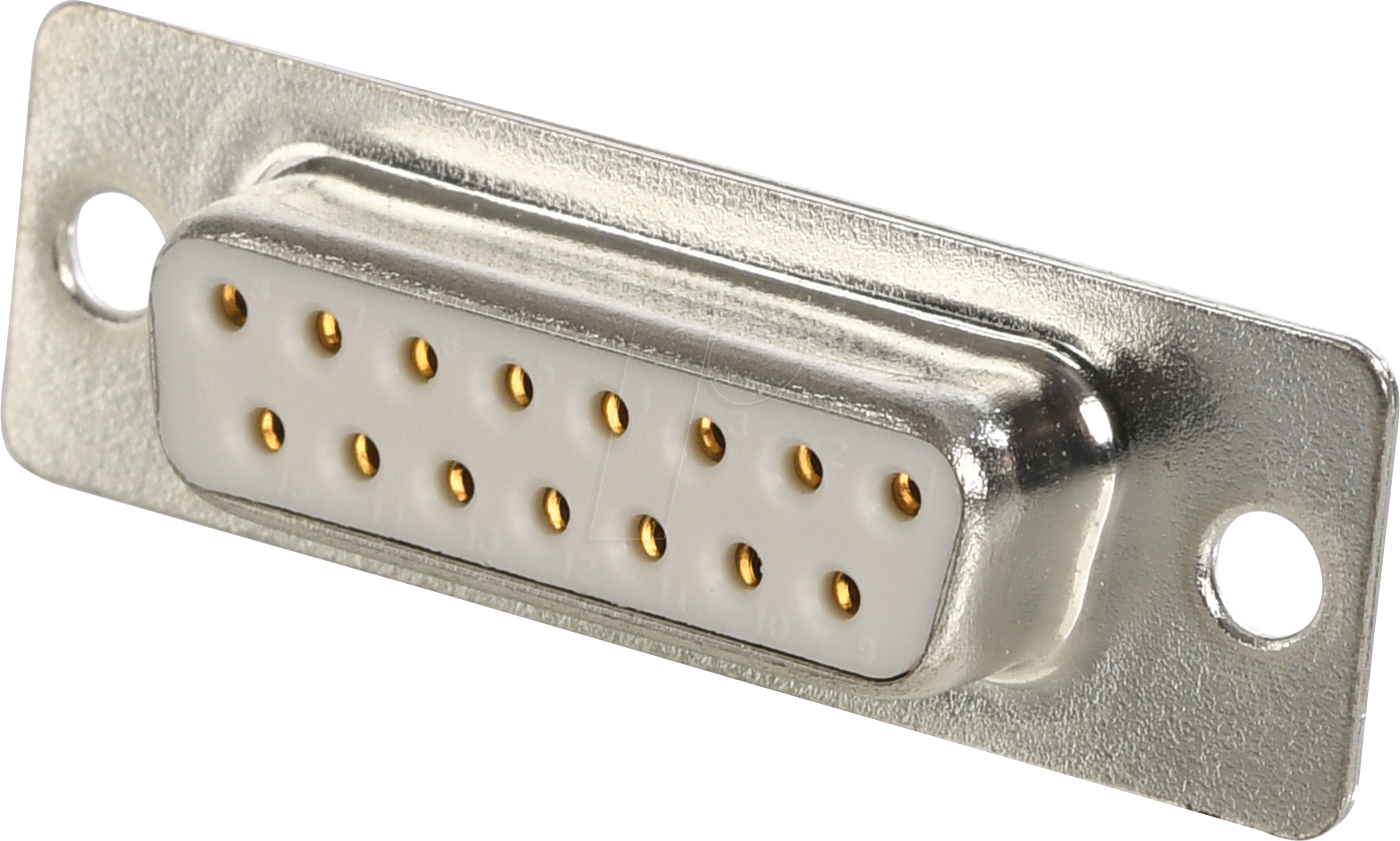 W+P 100-15-2-3-0 - D-SUB Buchse, 15-polig, gedrehte Kontakte, vergoldet