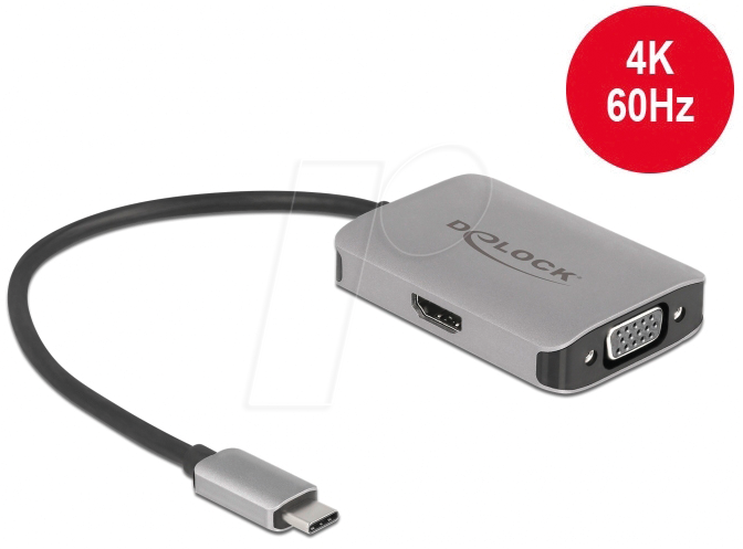 DELOCK 87776 - Adapter USB-C St. > HDMI-, VGA Bu., 4K 60Hz