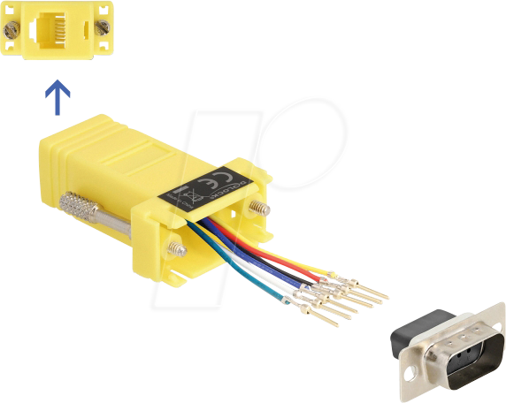 DELOCK 67076 - Adapter D-Sub 9 Pin St. > RJ12 Bu. Montagesatz, gelb