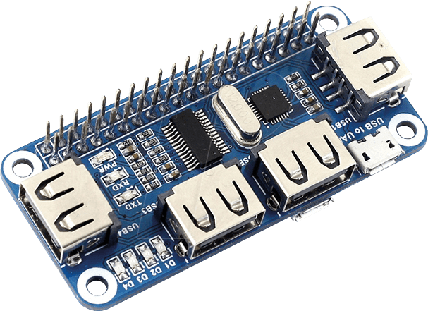 RPIZ USB 4PORT - Raspberry Pi - USB-Hub, 4-Port, pHAT, FE1.1S