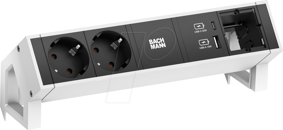 BACH 902.935 - 2xSchutzkontakt USB A&C, USB Charger 22W 1xABD 0,2m GST18 weiss